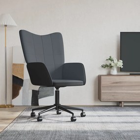 vidaXL Cadeira de descanso PVC e veludo cinzento-escuro