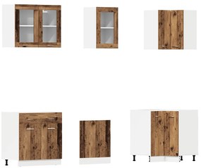 11 pcs armário de cozinha conjunto deriv. madeira madeira velha