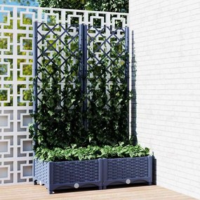 Vaso/floreira jardim c/ treliça 80x40x121,5 cm PP cinzento azul