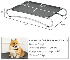 PawHut Cama Elevada para Cães Pequenos Médios Cama para Animais de Est