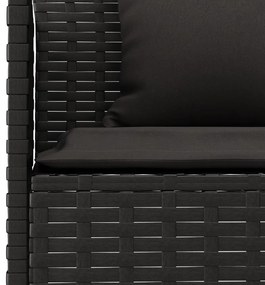 6 pcs conjunto de jantar p/ jardim c/ almofadões vime PE preto