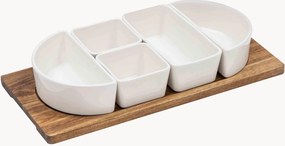 Taças para petiscos em porcelana com tabuleiro em madeira de acácia Alto Serve & Share, conjunto de 6
