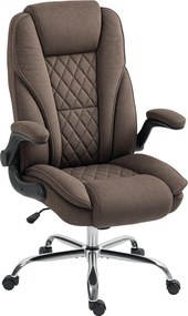 Cadeira de escritório, cadeira ergonómica, altura ajustável, braços rebatíveis, 70 x 70 x 114-122 cm, castanho