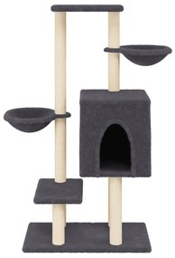 Árvore p/ gatos c/ postes arranhadores sisal 117cm cinza-escuro