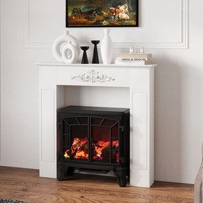 Moldura decorativa 101 x 19 x 100 cm para lareira elétrica (NÃO INCLUIDA), em madeira branca