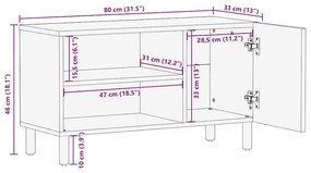 Armário para TV vidaXL 80x31,5x46 cm Madeira Sólida de Acácia
