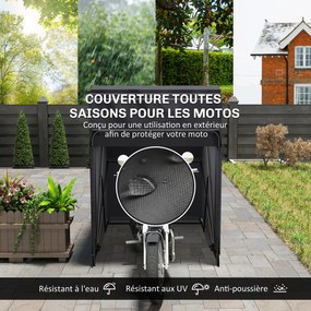 Abrigo exterior para motos em forma de tenda, capa de proteção em tecido Oxford, 2 janelas, 345 x 135 x 191 cm, preto