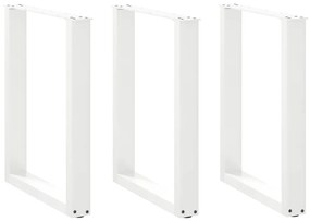 vidaXL Pés de mesa de jantar em forma de U, 3 peças, branco, 70 x (72-73) cm, aço