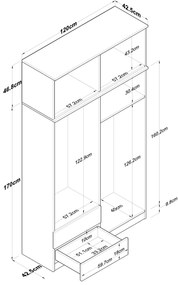 Roupeiro BA121 – Nogueira e Branco – 120x216,8x42,5 cm