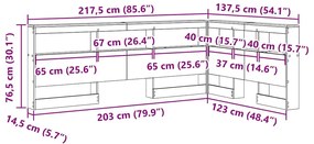 Cabeceira de armazenamento Cinzento cimento 120 cm