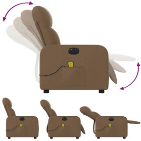 Poltrona de massagens reclinável elétrica tecido castanho