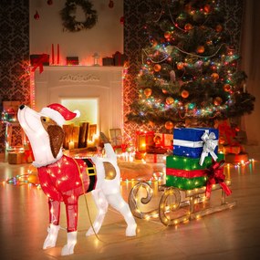 Decoração de Natal iluminadas Cão de trenó e caixa de presente de Natal Combo com 170 luzes LED Multicolorido