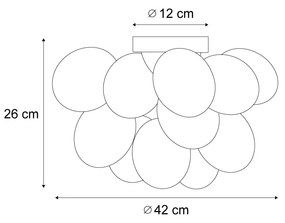 Candeeiro de Teto Design Preto com Âmbar e Vidro Fumê 4 Luzes - Uvas Design