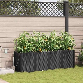vidaXL Jardineiras de Jardim 1 pc Preto 160 x 40 x 52 cm Plástico