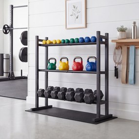 Suporte para Halteres de 3 Níveis, 80 x 30 x 80 cm, Capacidade para 240 kg, Preto