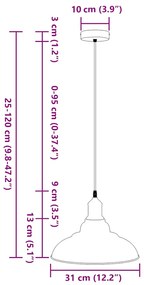 Candeeiro suspenso regulável altura E27 azul escuro Ø31cm