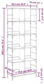 Estante 78,5x33x188,5 cm derivados de madeira cinzento sonoma