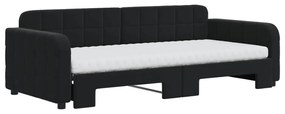 Sofá-cama com gavetão e colchões 90x200 cm veludo preto