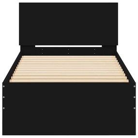Estrutura cama cabeceira 75x190 cm derivados de madeira preto