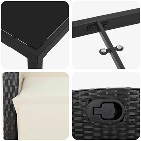 Conjunto de Jantar para Jardim 5 Peças Pretas em Polyrattan