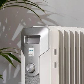 Radiador a óleo Cecotec ReadyWarm 9000 Space com 9 Módulos, Baixo Consumo, 2.000 W, 3 Níveis, Gerenciamento de Cabos, Sistema de Segurança, Rodas, 20