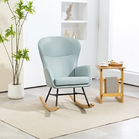 Poltrona Baloiço Estofada em Veludo com Assento Acolchoado Apoio para os Braços e Pés de Madeira de Faia 65x87x102 cm Verde Claro