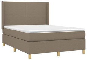 Cama box spring colchão/LED 140x200 cm tecido cinza-acastanhado