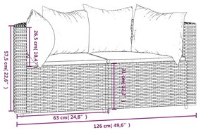 Sofás de canto p/ jardim c/ almofadões 2 pcs vime PE cinzento