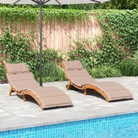 Espreguiçadeiras c/ almofadões 2 pcs acácia cinza-acastanhado