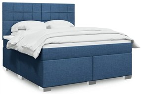 vidaXL Cama com molas/colchão 180x200 cm tecido azul