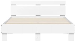 Estrutura de cama com cabeceira e luzes LED 120x200 cm branco