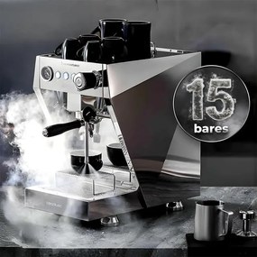 Máquina de café Baristeo Brava espresso barista profissional, máquina profissional com pré-infusão ajustável, bomba de 15 bar, caldeira dupla