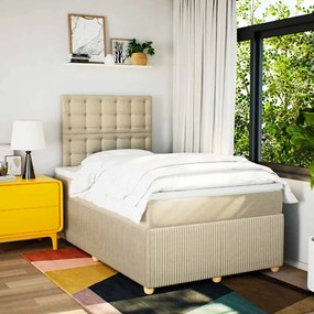 Cama boxspring com colchão 120x190 cm tecido cor creme