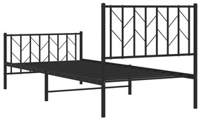 Estrutura de cama com cabeceira e pés 90x200 cm metal preto