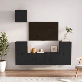 vidaXL Conjunto móveis de TV 5 pcs madeira processada preto