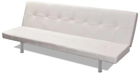 Sofá-cama ajustável c/ 2 almofadas couro artificial branco nata