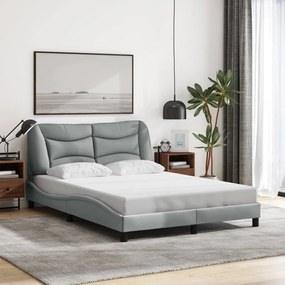 Estrutura de cama sem colchão 140x190 cm tecido cinzento-claro