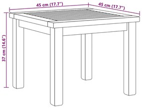 Mesa de centro Castanho 45 x 45 x 36 cm Madeira de teca sólida