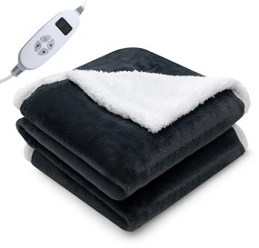 Cobertor de aquecimento elétrico lavável à máquina com 9 configurações de calor, proteção contra superaquecimento 163 x 128 cm Cinzento