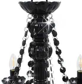 Lustre com contas lâmpadas 8 x E14 preto