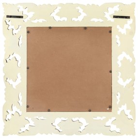 Espelho esculpido à mão 50x50 cm mangueira maciça branco