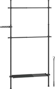 Guarda Roupa aberto até ao teto 33,5 x (84-123) x (208-310) cm com prateleira em preto mate