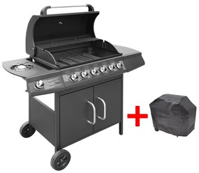 273792 vidaXL Grelhador/barbecue a gás 6+1 queimadores preto