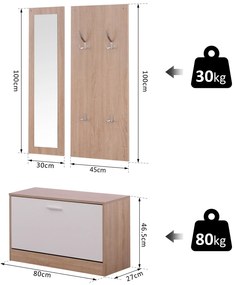 Conjunto de Sapateira, Cabide e Espelho Lennus - Design Moderno