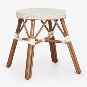 Pack De 4 Bancos Baixos 45 Cm Em Alumínio E Rattan Sintético Brielle Bistro Nude Beige - Gardénia Branco - Sklum