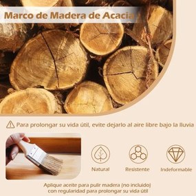 Conjunto 2 Cadeiras de Jantar jardim, Exterior em Madeira de Acácia com Almofada Removível e Apoio de Braços Castanho e Branco