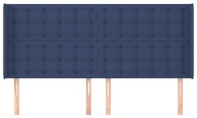 Cabeceira de cama c/ abas tecido 183x16x118/128 cm azul