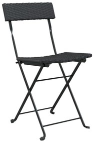 Cadeiras de bistrô dobráveis 2 pcs vime PE e aço preto