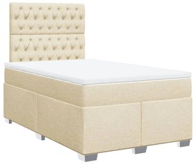 Cama boxspring com colchão 120x190 cm tecido cor creme