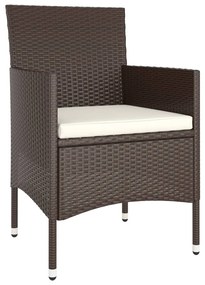 5 pcs conjunto de jantar p/ jardim vime PE castanho
